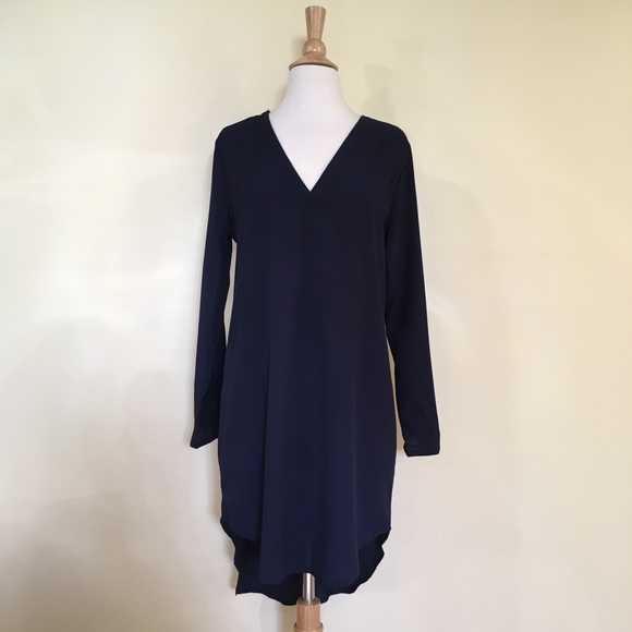 💥 CLEARANCE Chic Rolled Sleeve High Low Chiffon Shirt Dress - Picture 3 of 7